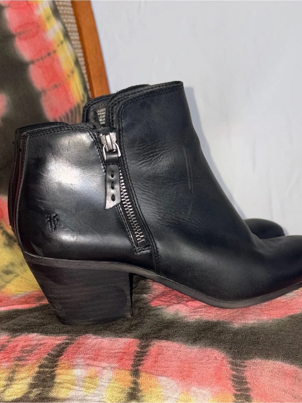 Black Leather Ankle Boots with Side Zip